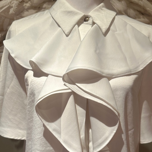 Zara Elegant White Ruffle Blouse - Picture 2 of 6